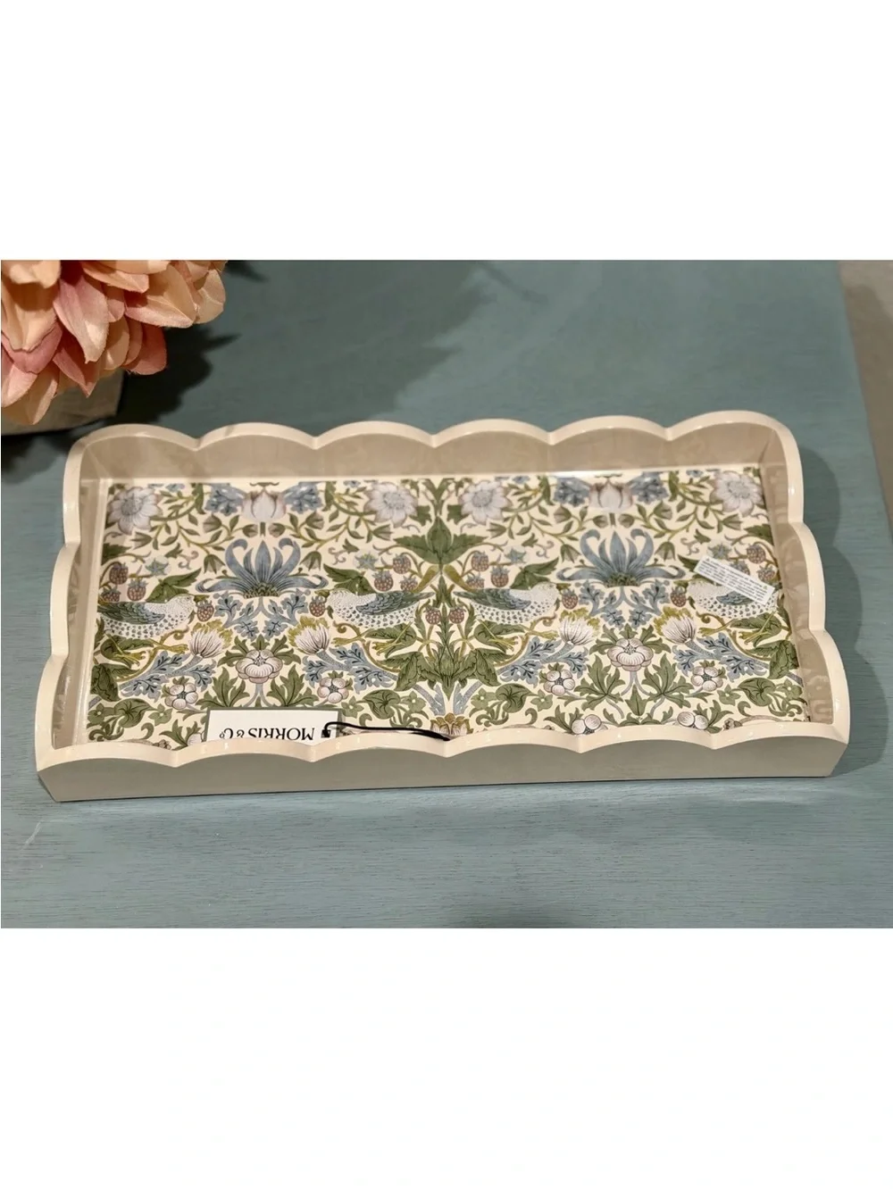 Morris & Co Strawberry Thief Scalloped Decorative Vanity Tray 12